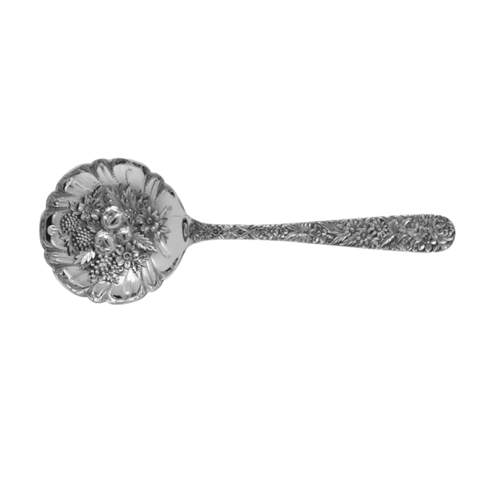 KIRK STIEFF Sterling Silver Large Solid Shell Berry/Casserole Spoon Repousse